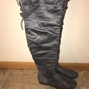 New JustFab Adelayd gray over the knee boots